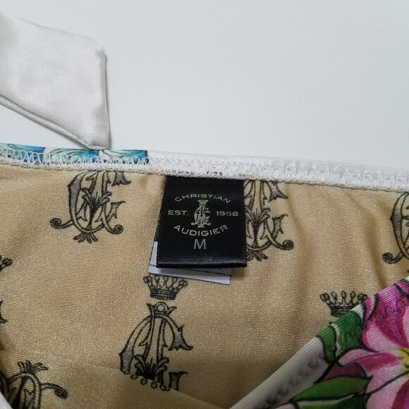 Christian Audigier Floral Print Swim Bikini Bottom Size M - Picture 6 of 8